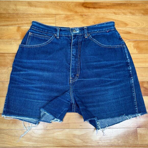 Vintage Jean Shorts, Brittania Cutoffs Medium Dark Wash, W27", USA 80s 90s Denim - Picture 3 of 9